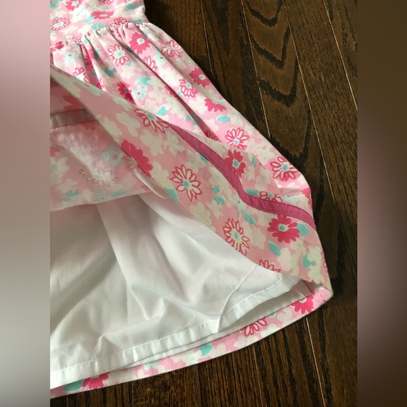Lilly Pulitzer Girls 5 Pink Floral Textured A-Line Dress w/Lined Ruffled Skirt - Picture 6 of 12
